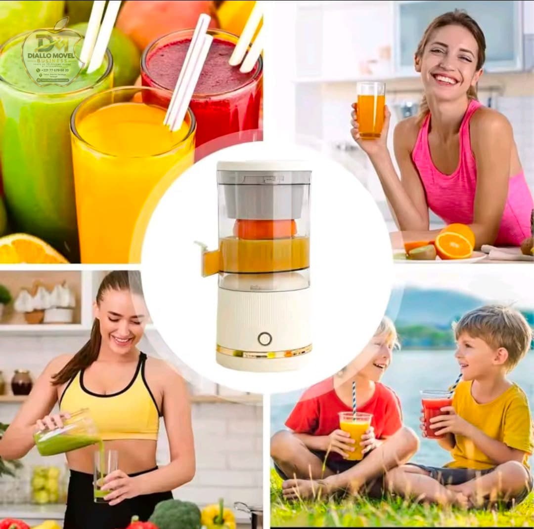 Extracteur de jus portable USB, multifonction et automatique, à système de pressage en spirale avec séparation de la pulpe ; presse-agrumes idéal pour la cuisine domestique. miniature 1